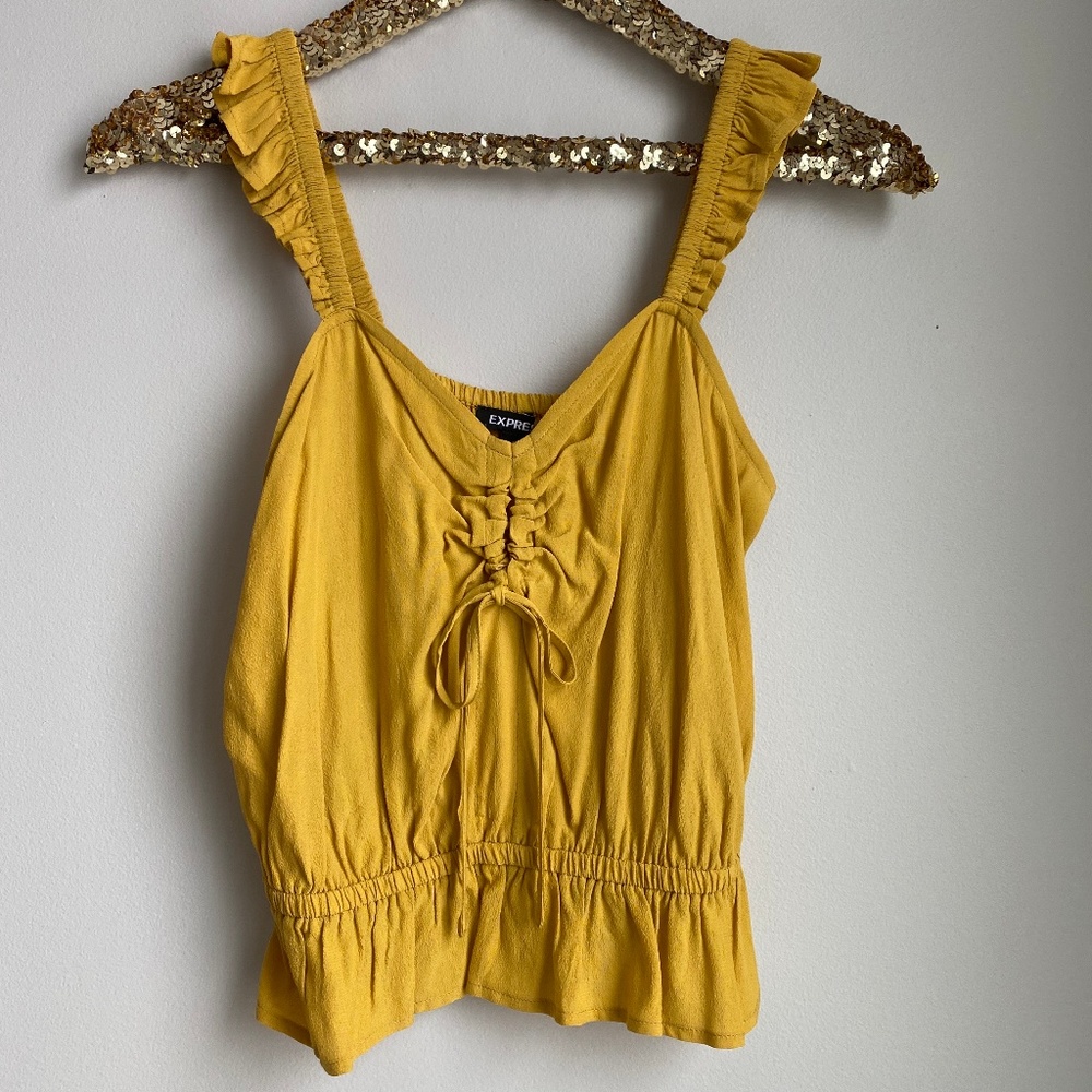 *NWOT* Express Mustard Yellow Ruffle Tank